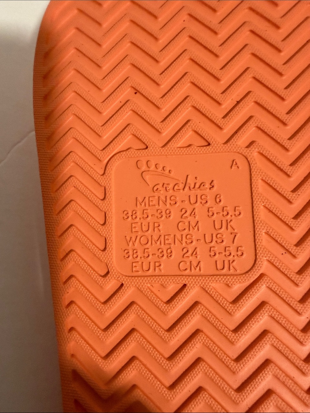 Archies Women’s Orange Arch Support Slides Size 7 - Picture 5 of 5